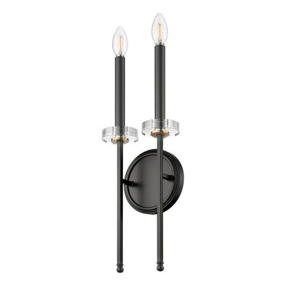 Z-Lite Gaultier 8" 2-Light Matte Black and Mordern Gold Steel Frame Wall Sconce