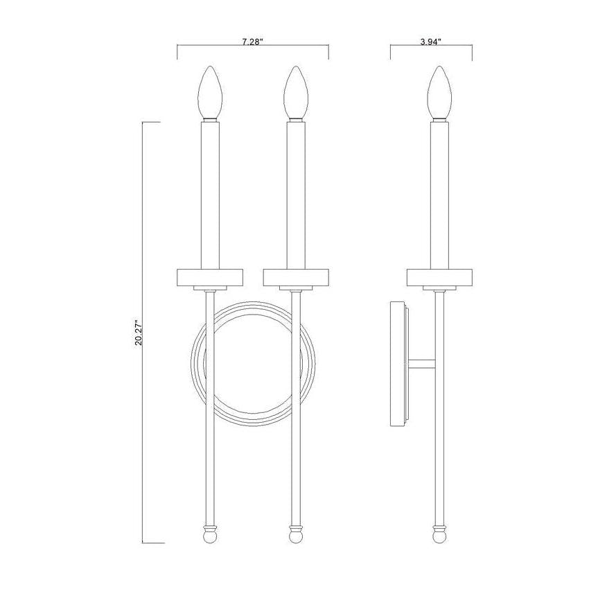 Z-Lite Gaultier 8" 2-Light Matte Black and Mordern Gold Steel Frame Wall Sconce
