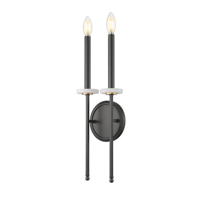 Z-Lite Gaultier 8" 2-Light Matte Black and Mordern Gold Steel Frame Wall Sconce