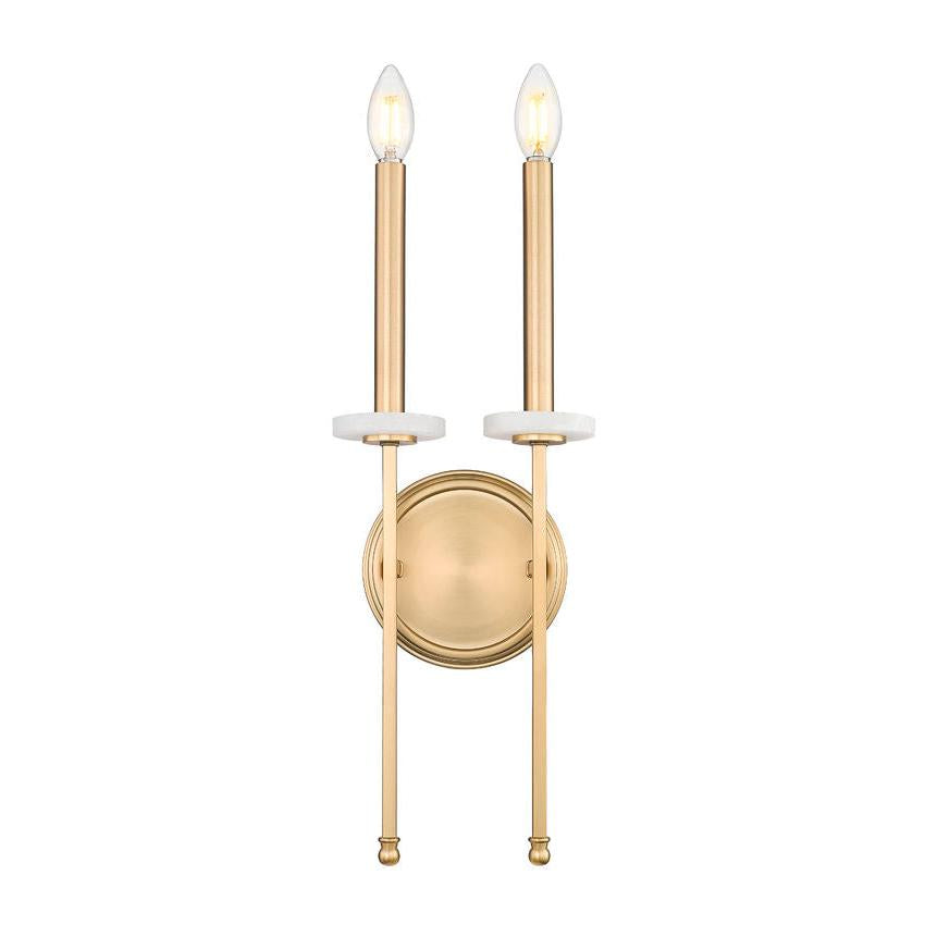 Z-Lite Gaultier 8" 2-Light Mordern Gold Steel Frame Wall Sconce