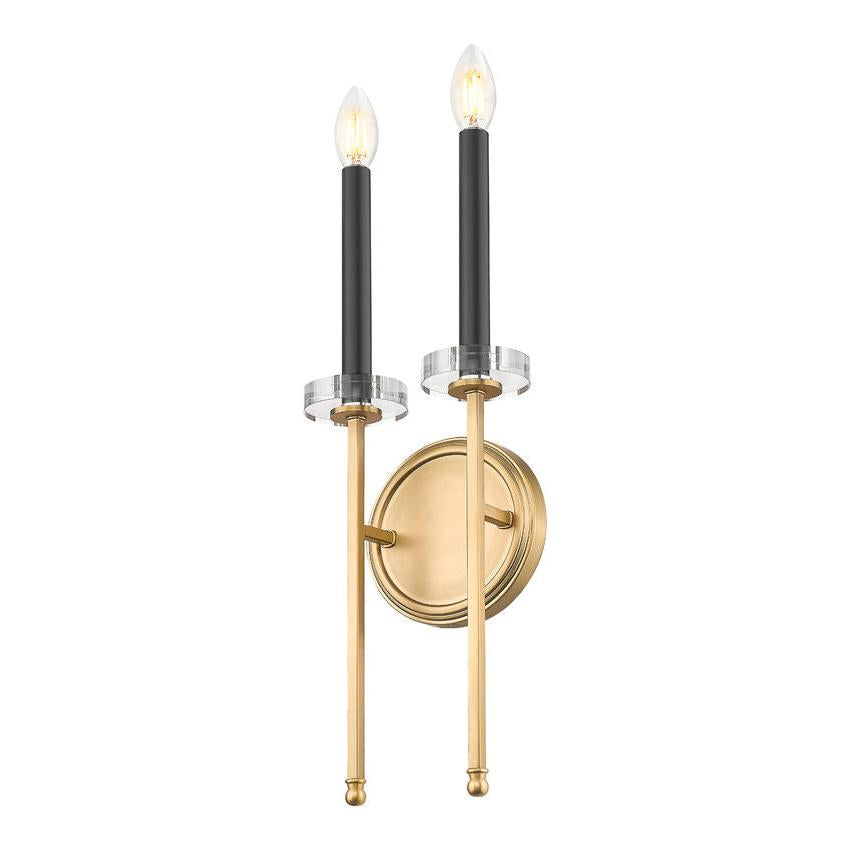 Z-Lite Gaultier 8" 2-Light Mordern Gold Steel Frame Wall Sconce