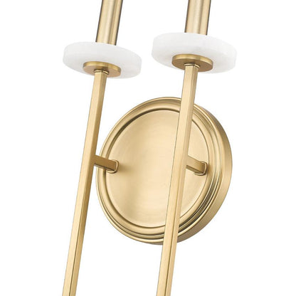 Z-Lite Gaultier 8" 2-Light Mordern Gold Steel Frame Wall Sconce