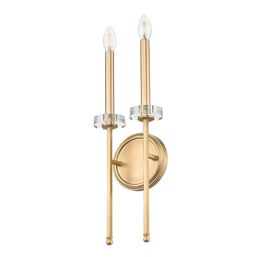 Z-Lite Gaultier 8" 2-Light Mordern Gold Steel Frame Wall Sconce