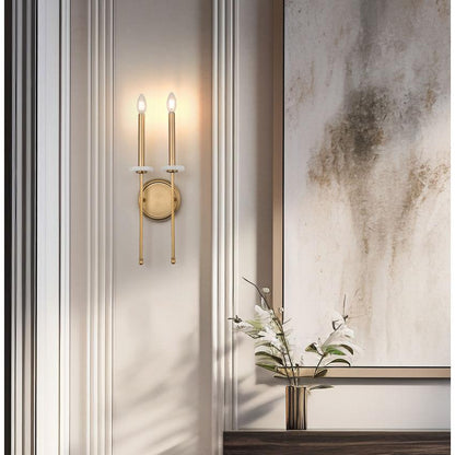 Z-Lite Gaultier 8" 2-Light Mordern Gold Steel Frame Wall Sconce