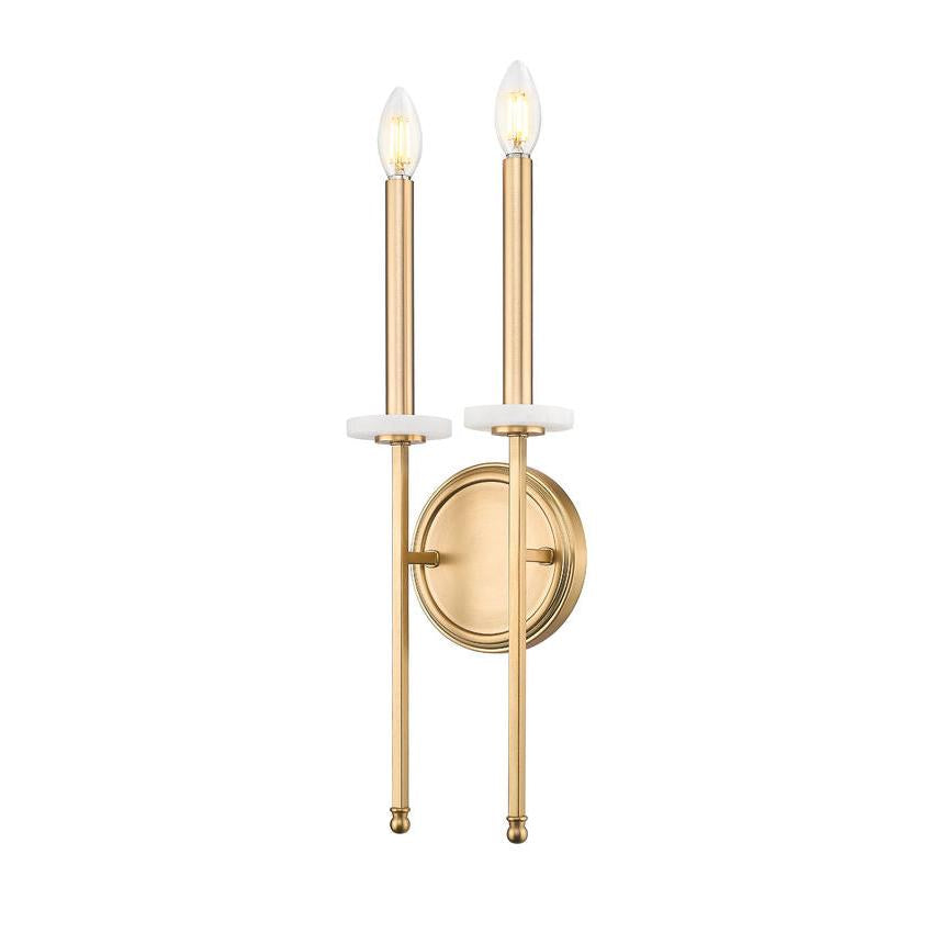 Z-Lite Gaultier 8" 2-Light Mordern Gold Steel Frame Wall Sconce