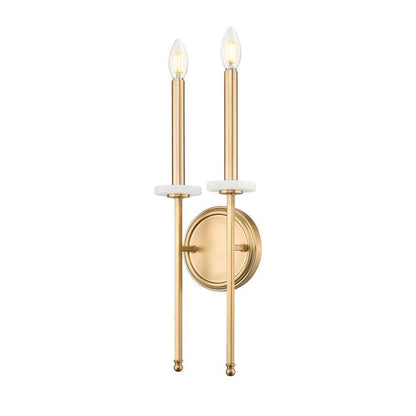 Z-Lite Gaultier 8" 2-Light Mordern Gold Steel Frame Wall Sconce