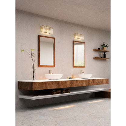 Z-Lite Glacier 15" 2-Light Modern Gold Clear Glass Shade Vanity Light