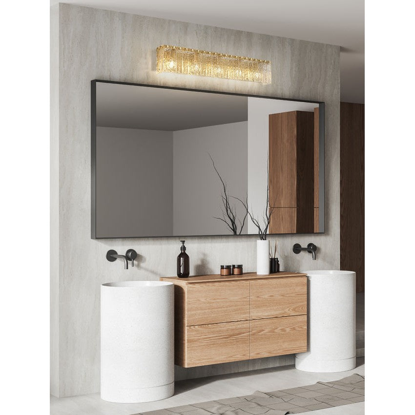 Z-Lite Glacier 37" 5-Light Modern Gold Clear Glass Shade Vanity Light