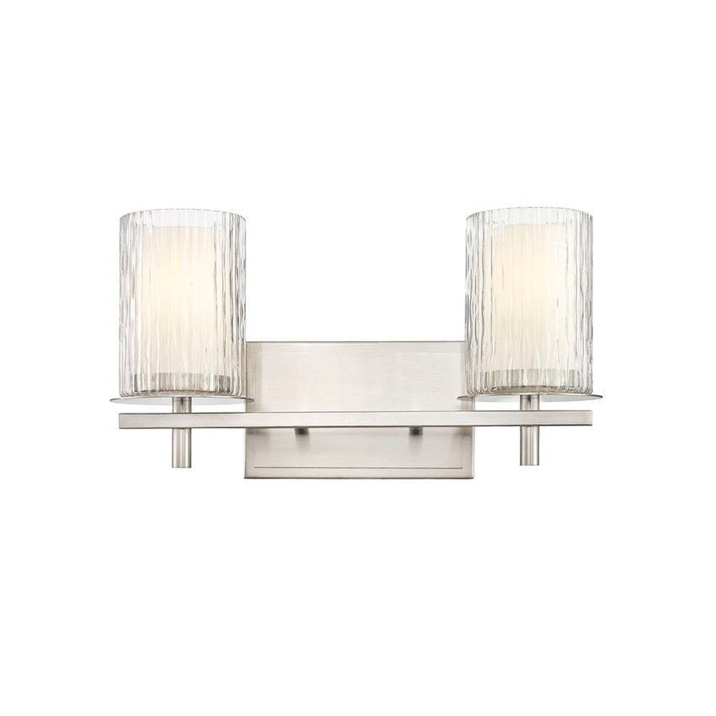 Z-Lite Grayson 16" 2-Light Brushed Nickel and Clear With Etched Opal Glass Shade Vanity Light