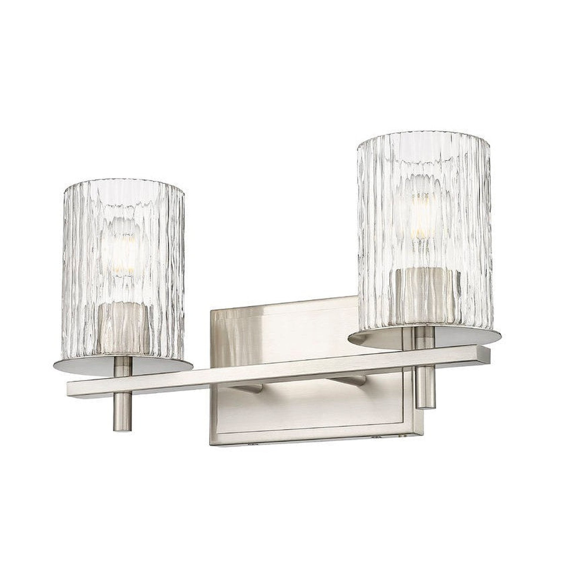 Z-Lite Grayson 16" 2-Light Brushed Nickel and Clear With Etched Opal Glass Shade Vanity Light