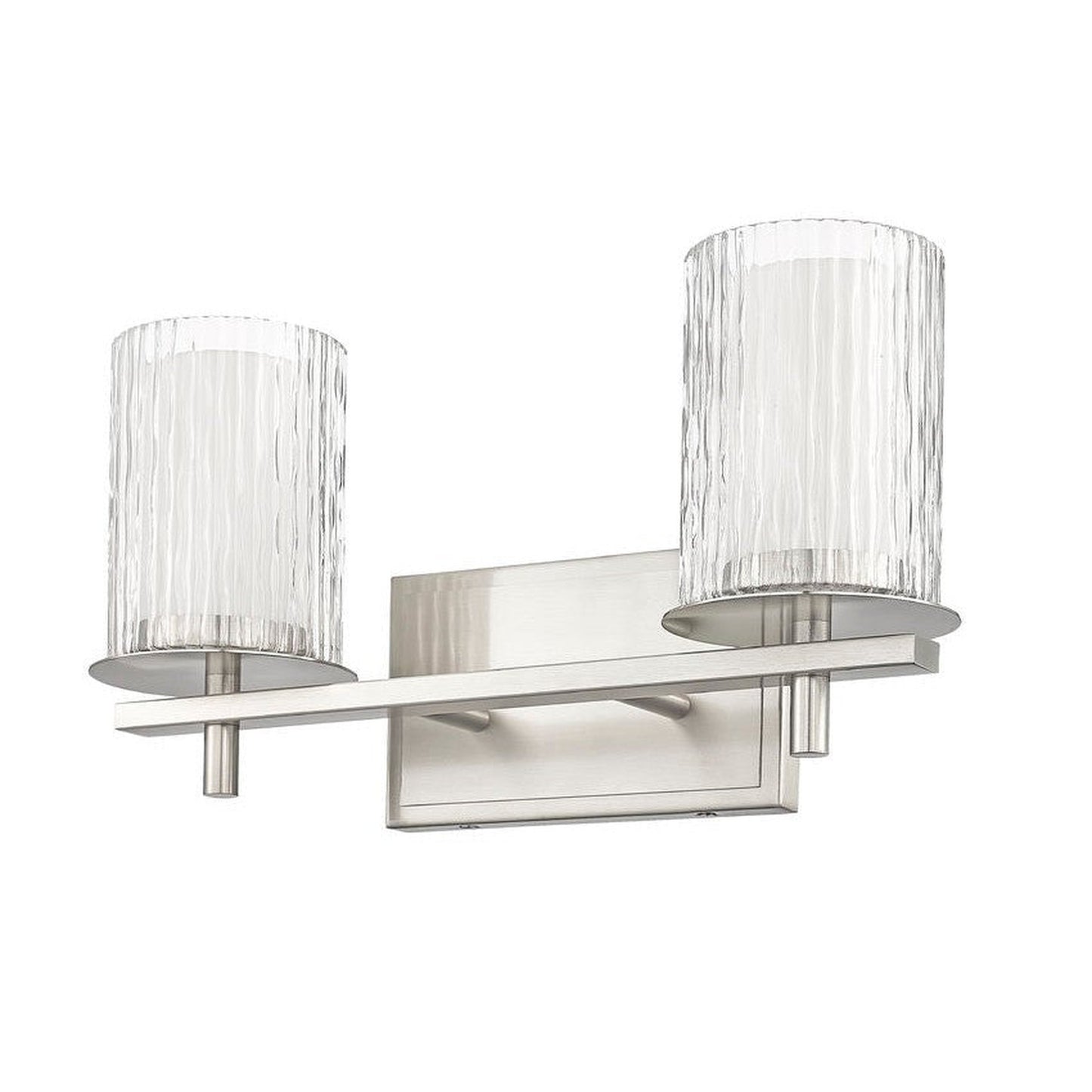 Z-Lite Grayson 16" 2-Light Brushed Nickel and Clear With Etched Opal Glass Shade Vanity Light