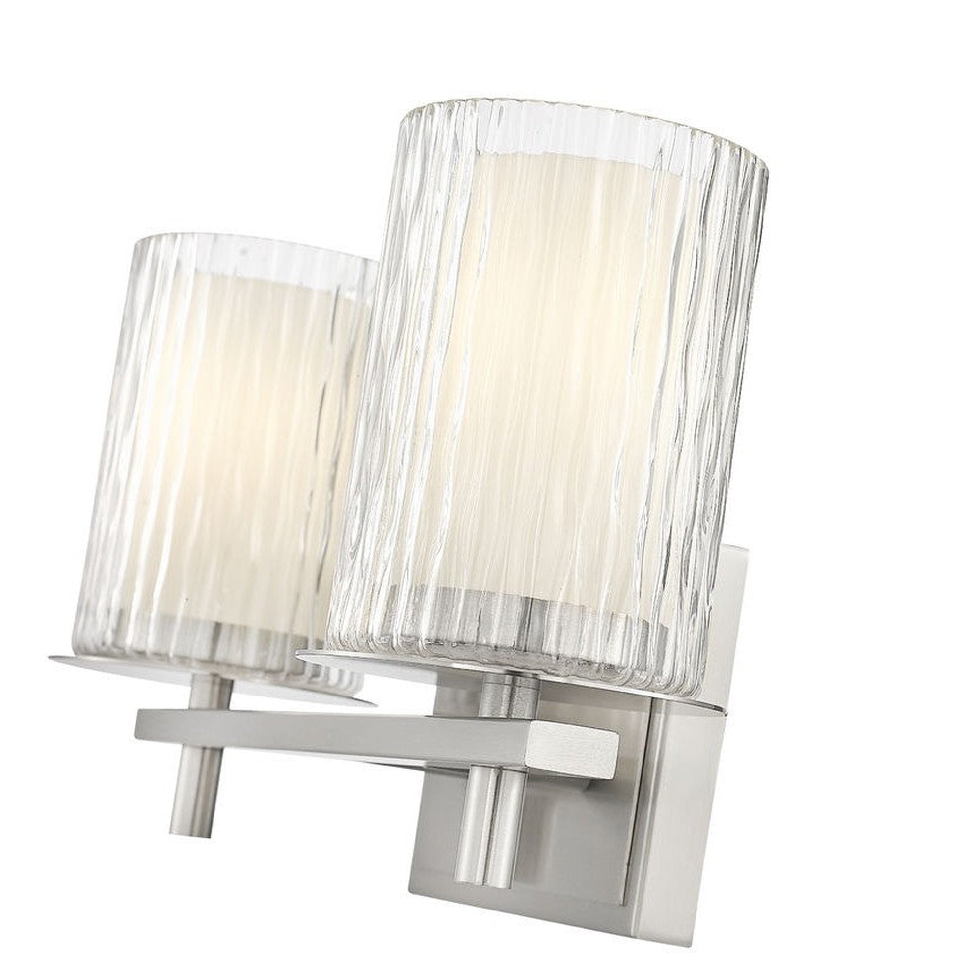 Z-Lite Grayson 16" 2-Light Brushed Nickel and Clear With Etched Opal Glass Shade Vanity Light