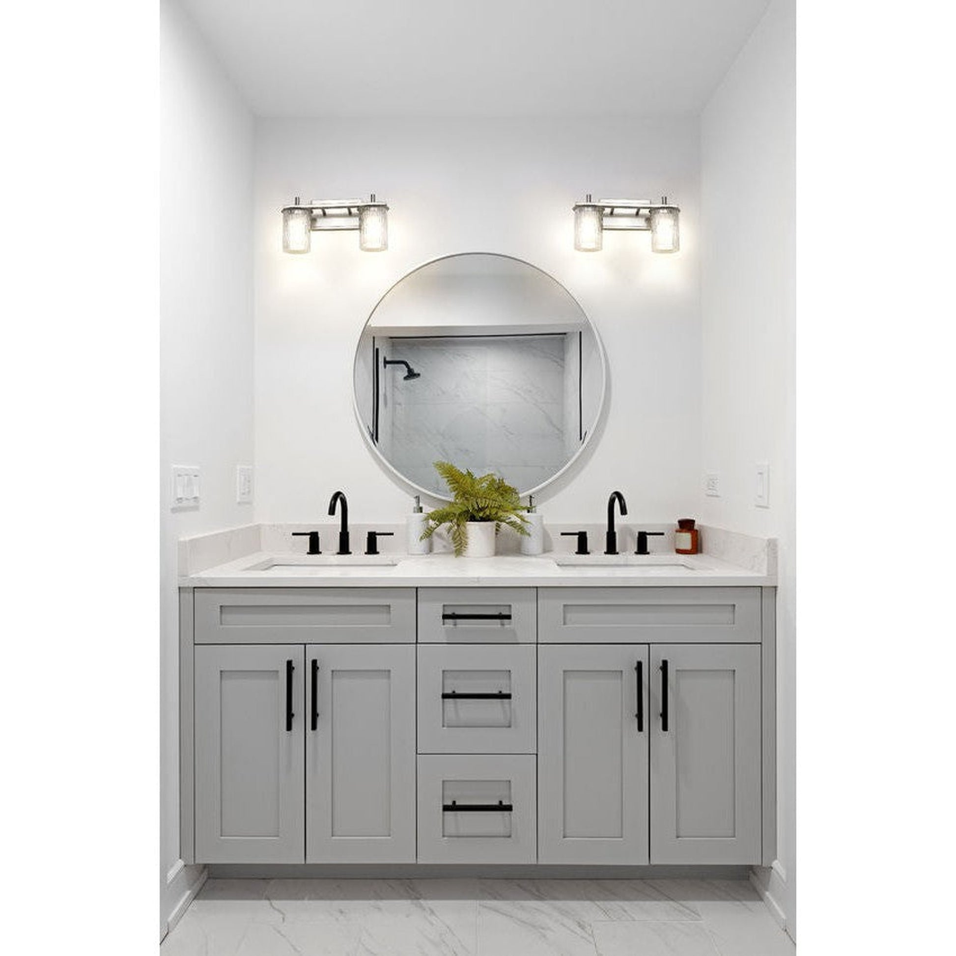 Z-Lite Grayson 16" 2-Light Brushed Nickel and Clear With Etched Opal Glass Shade Vanity Light