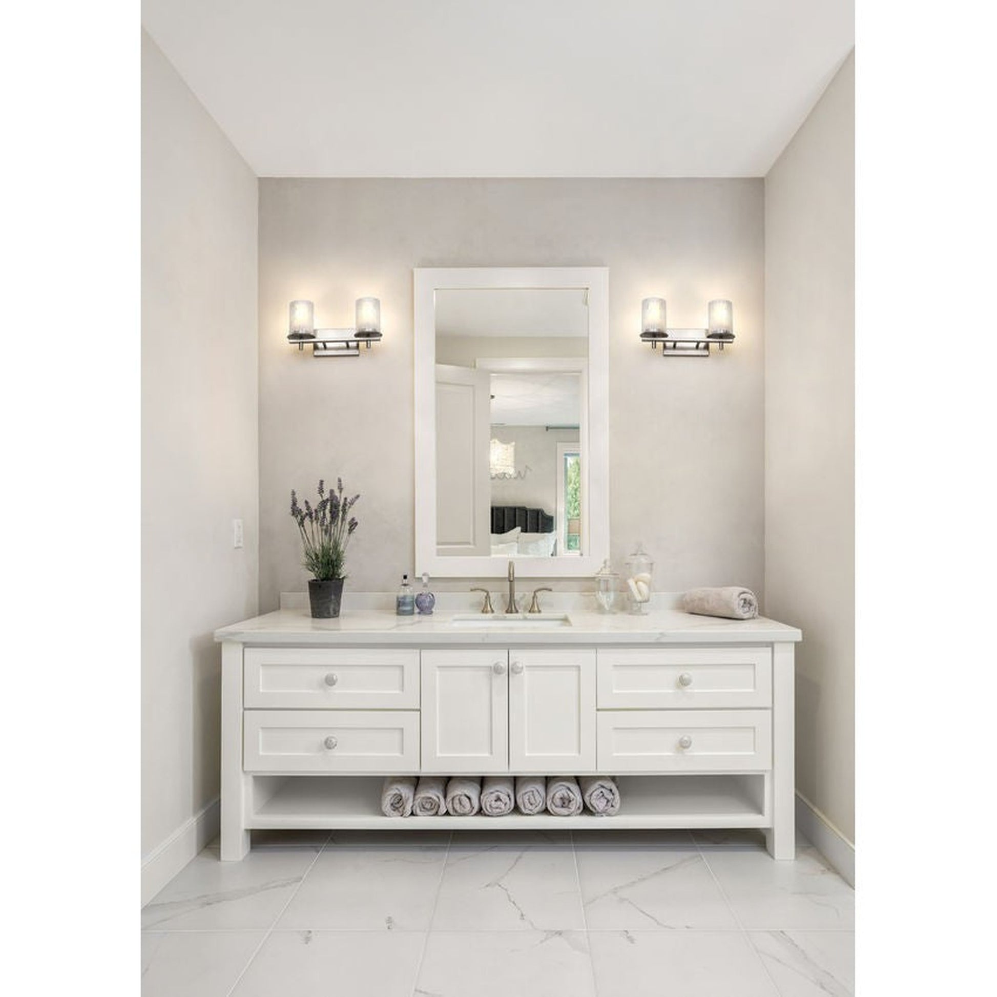 Z-Lite Grayson 16" 2-Light Brushed Nickel and Clear With Etched Opal Glass Shade Vanity Light