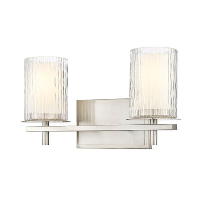 Z-Lite Grayson 16" 2-Light Brushed Nickel and Clear With Etched Opal Glass Shade Vanity Light