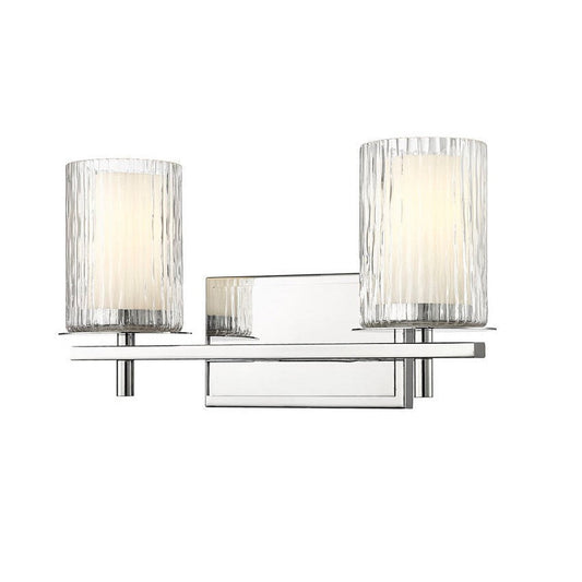 Z-Lite Grayson 16" 2-Light Chrome and Clear With Etched Opal Glass Shade Vanity Light