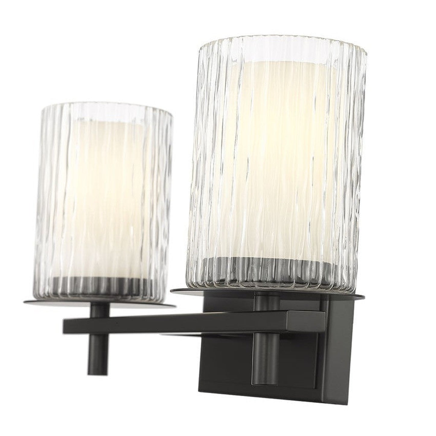 Z-Lite Grayson 16" 2-Light Matte Black and Clear With Etched Opal Glass Shade Vanity Light