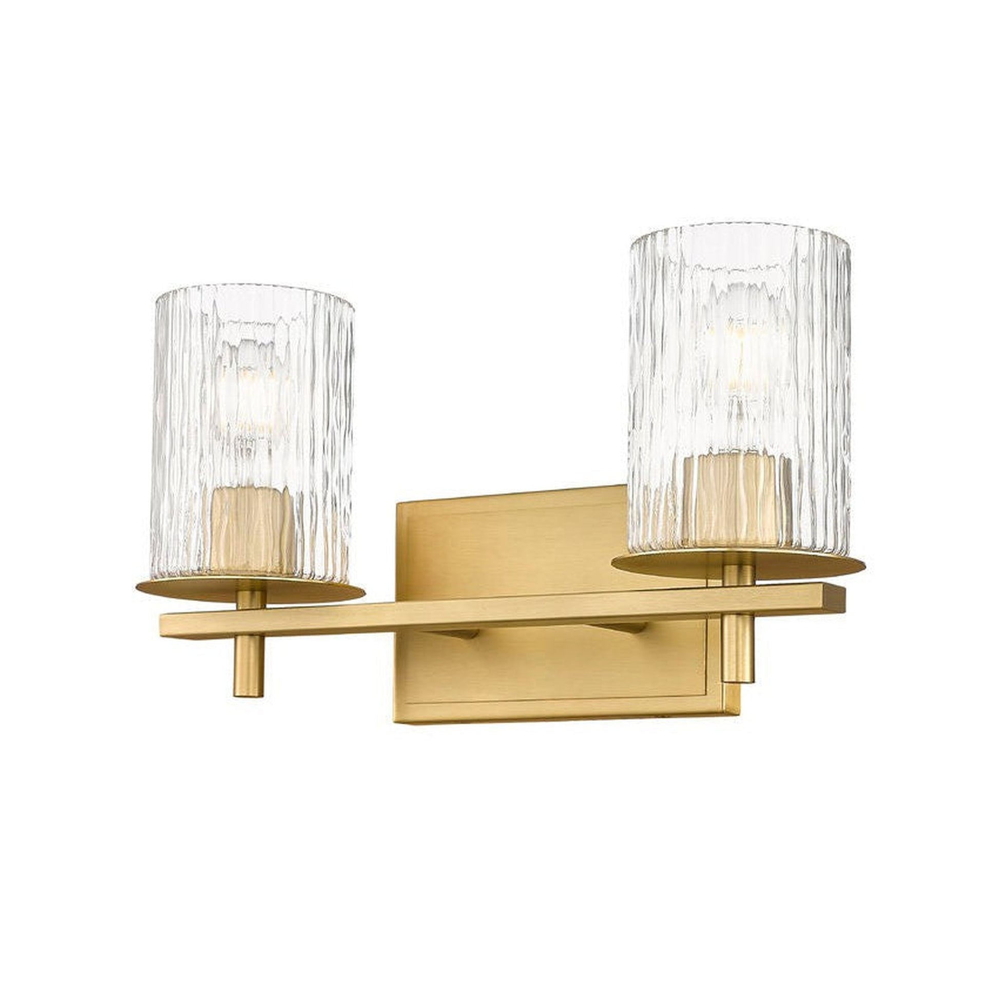 Z-Lite Grayson 16" 2-Light Modern Gold and Clear With Etched Opal Glass Shade Vanity Light