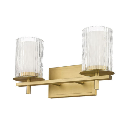 Z-Lite Grayson 16" 2-Light Modern Gold and Clear With Etched Opal Glass Shade Vanity Light