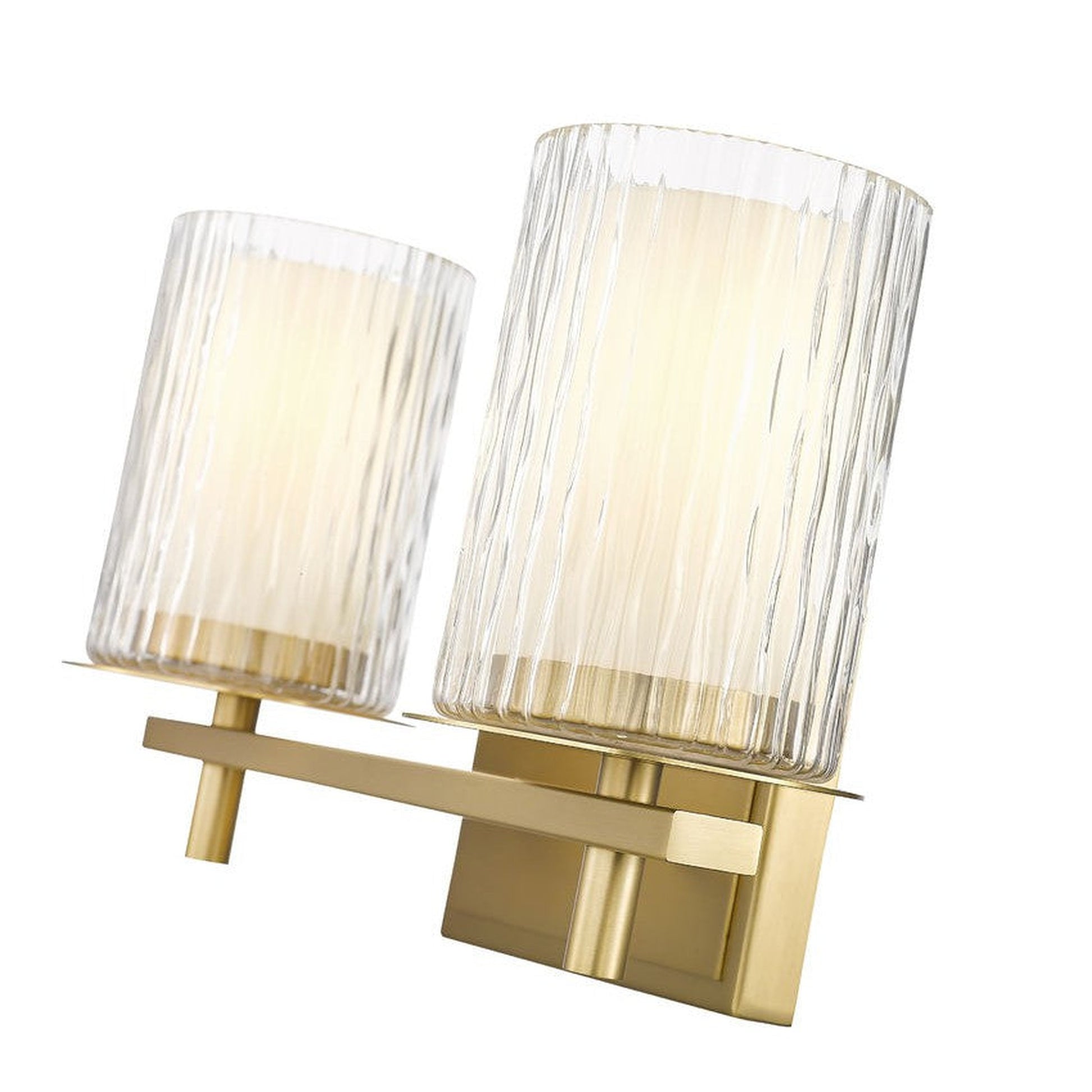 Z-Lite Grayson 16" 2-Light Modern Gold and Clear With Etched Opal Glass Shade Vanity Light