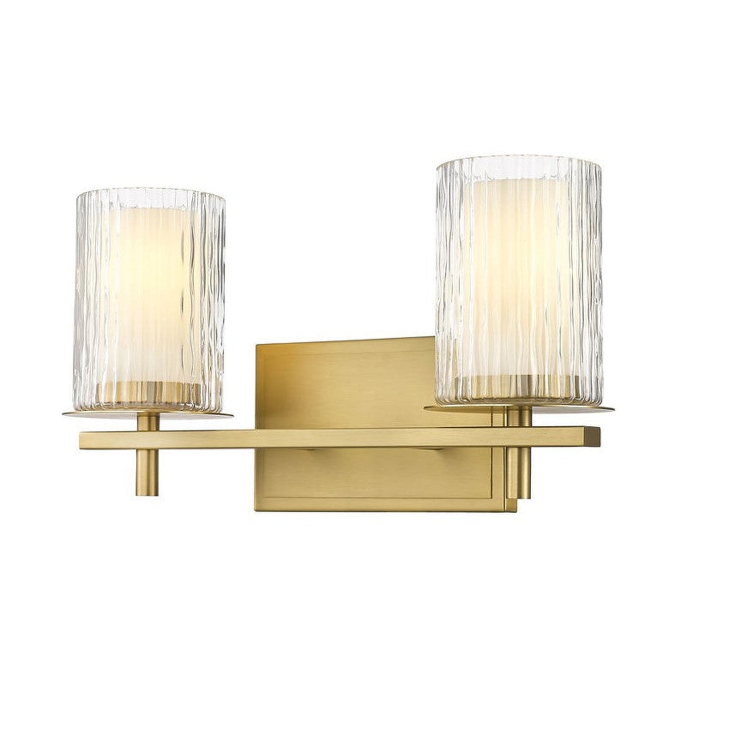 Z-Lite Grayson 16" 2-Light Modern Gold and Clear With Etched Opal Glass Shade Vanity Light