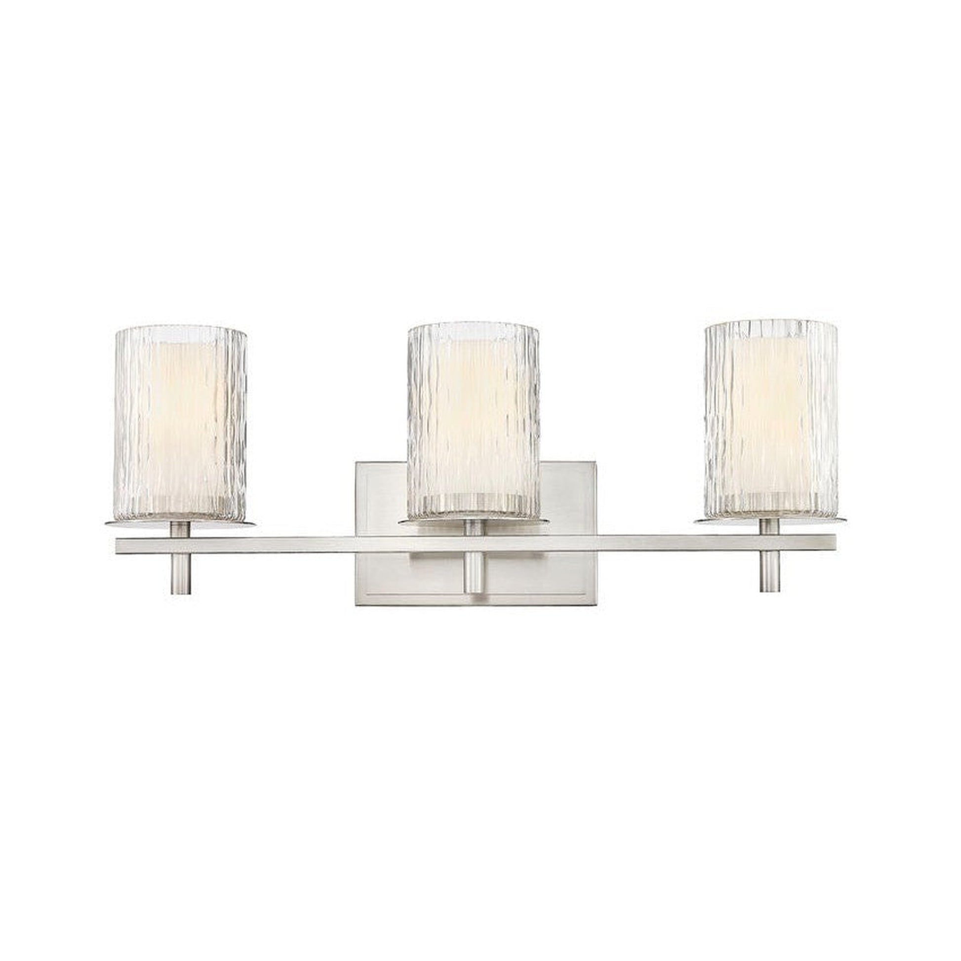 Z-Lite Grayson 26" 3-Light Brushed Nickel and Clear With Etched Opal Glass Shade Vanity Light