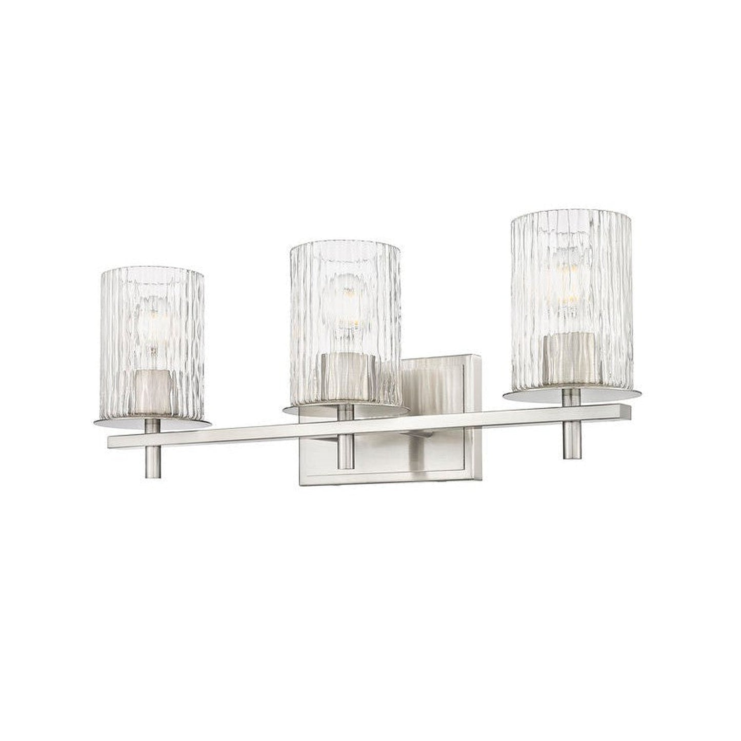 Z-Lite Grayson 26" 3-Light Brushed Nickel and Clear With Etched Opal Glass Shade Vanity Light