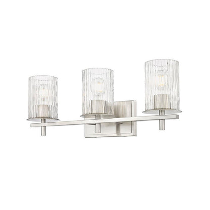 Z-Lite Grayson 26" 3-Light Brushed Nickel and Clear With Etched Opal Glass Shade Vanity Light
