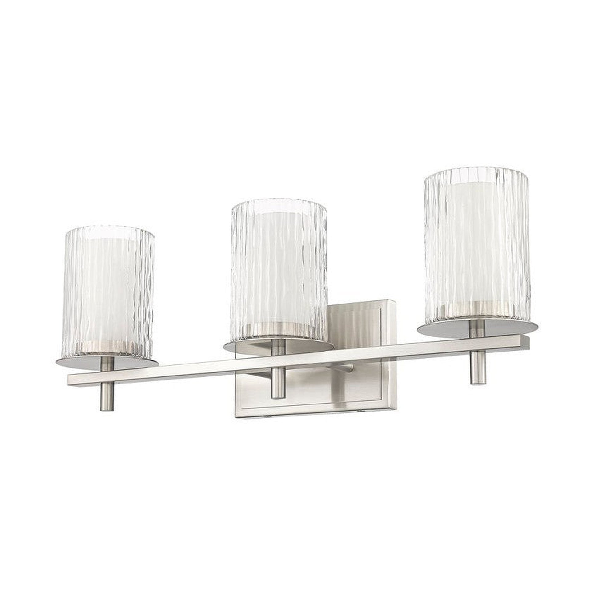 Z-Lite Grayson 26" 3-Light Brushed Nickel and Clear With Etched Opal Glass Shade Vanity Light