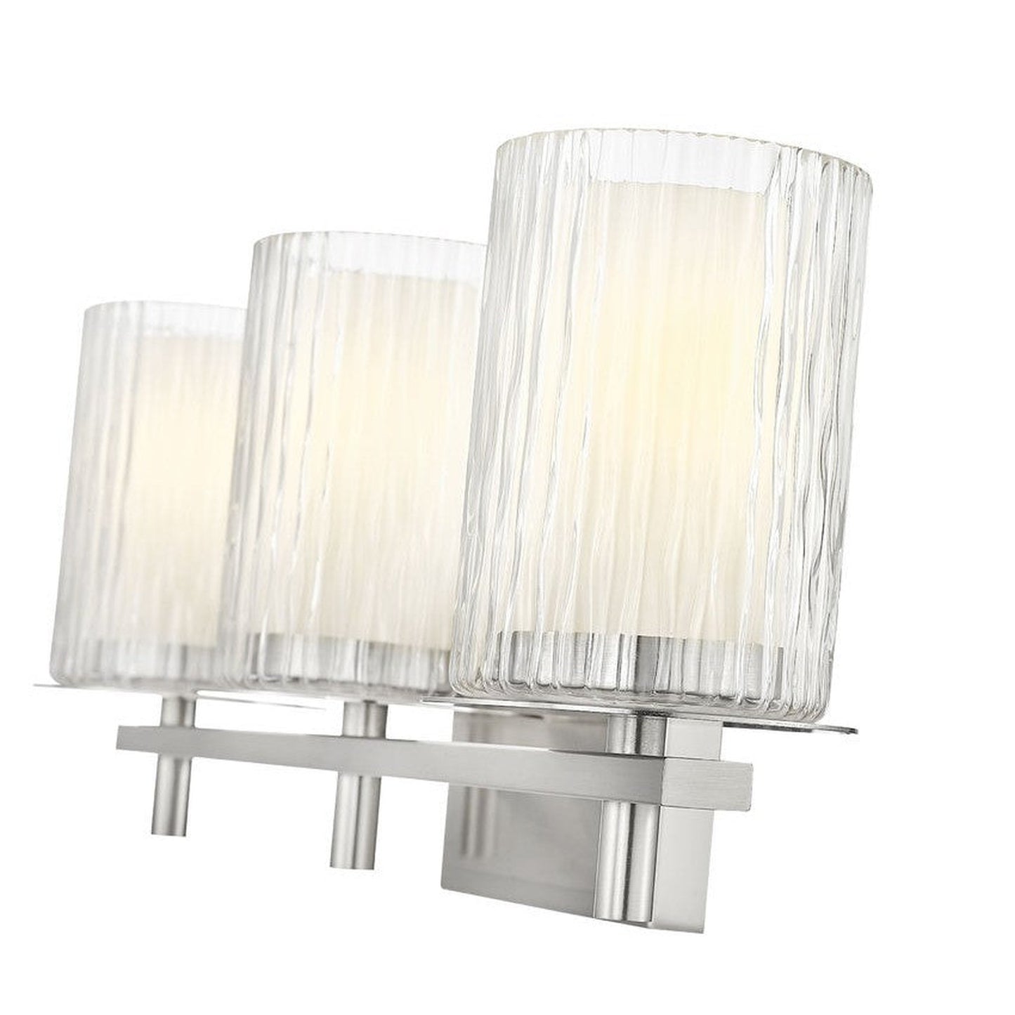 Z-Lite Grayson 26" 3-Light Brushed Nickel and Clear With Etched Opal Glass Shade Vanity Light