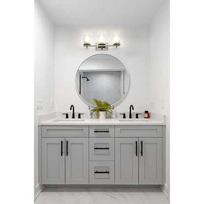 Z-Lite Grayson 26" 3-Light Brushed Nickel and Clear With Etched Opal Glass Shade Vanity Light