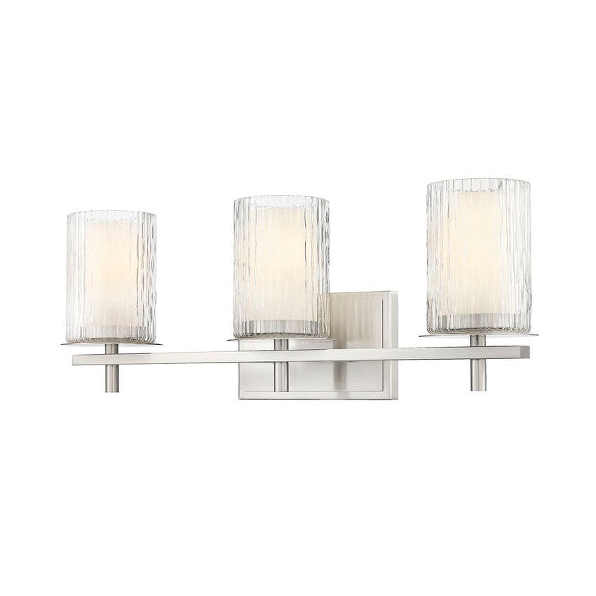 Z-Lite Grayson 26" 3-Light Brushed Nickel and Clear With Etched Opal Glass Shade Vanity Light