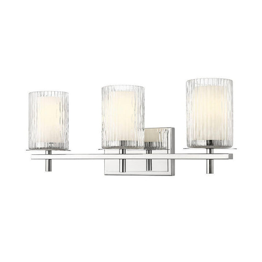Z-Lite Grayson 26" 3-Light Chrome and Clear With Etched Opal Glass Shade Vanity Light