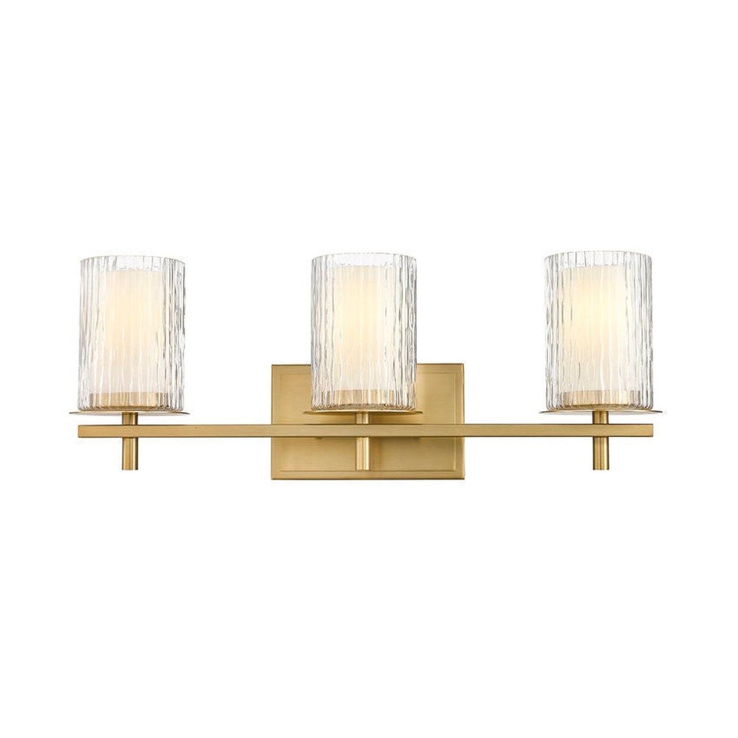 Z-Lite Grayson 26" 3-Light Modern Gold and Clear With Etched Opal Glass Shade Vanity Light