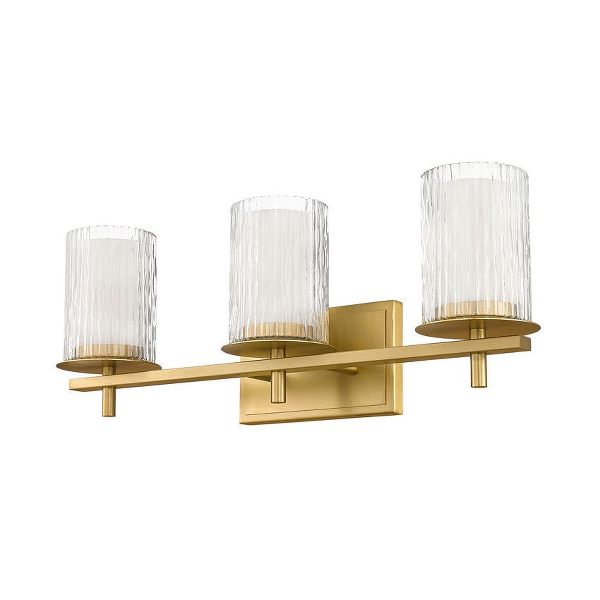 Z-Lite Grayson 26" 3-Light Modern Gold and Clear With Etched Opal Glass Shade Vanity Light