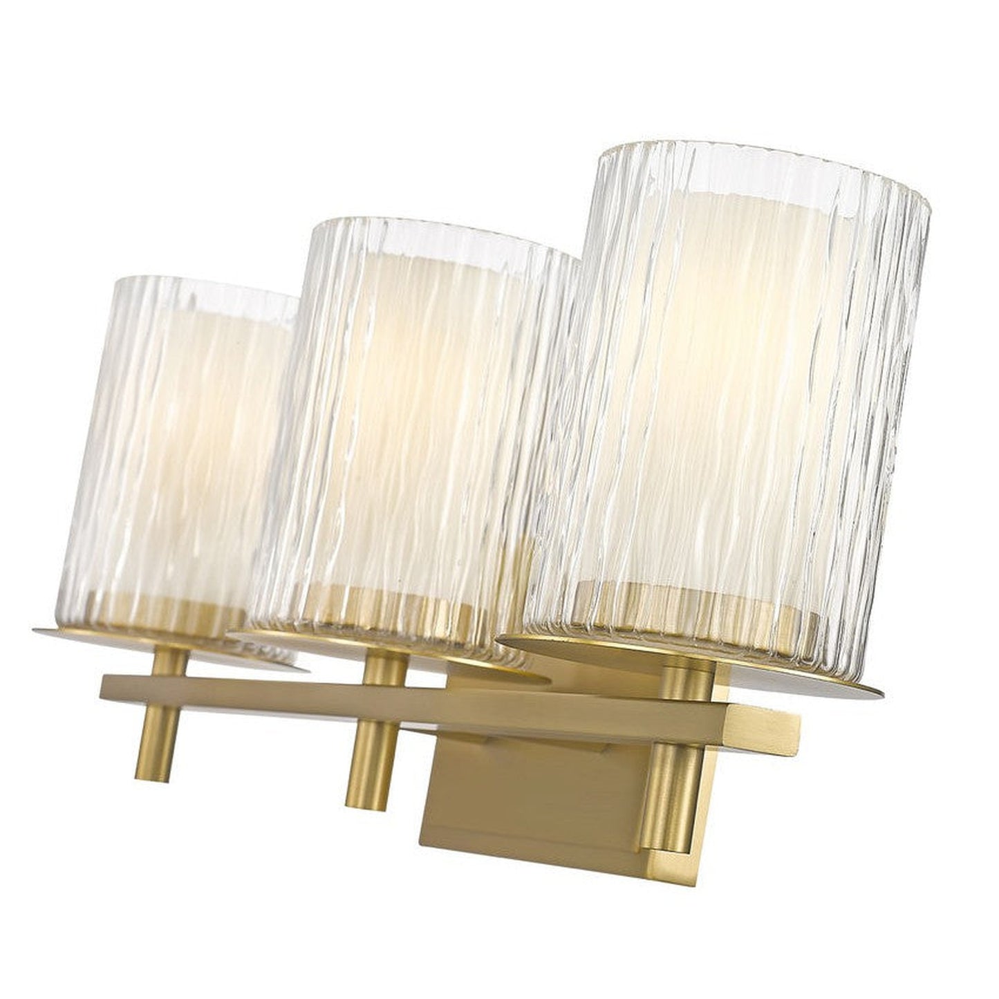 Z-Lite Grayson 26" 3-Light Modern Gold and Clear With Etched Opal Glass Shade Vanity Light
