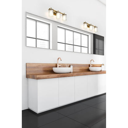 Z-Lite Grayson 26" 3-Light Modern Gold and Clear With Etched Opal Glass Shade Vanity Light