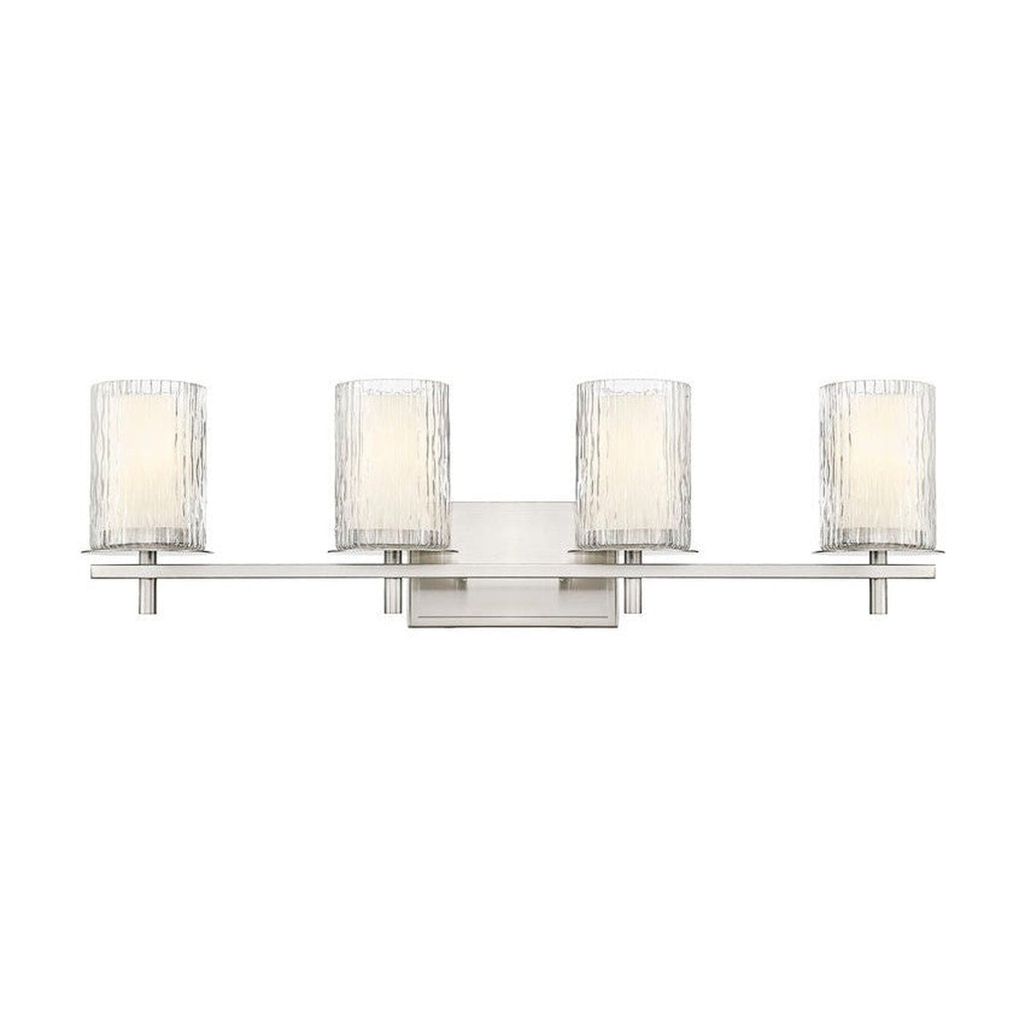 Z-Lite Grayson 31" 4-Light Brushed Nickel and Clear With Etched Opal Glass Shade Vanity Light