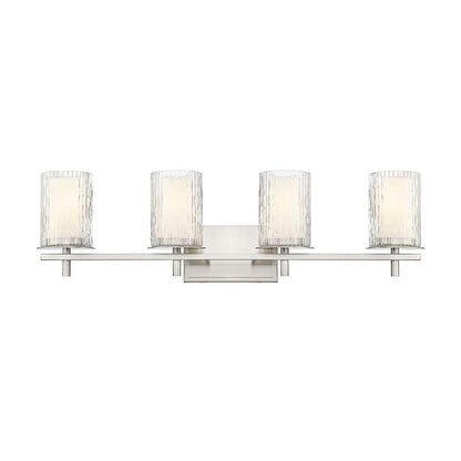 Z-Lite Grayson 31" 4-Light Brushed Nickel and Clear With Etched Opal Glass Shade Vanity Light