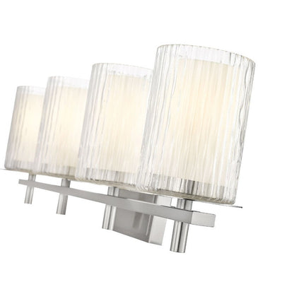 Z-Lite Grayson 31" 4-Light Brushed Nickel and Clear With Etched Opal Glass Shade Vanity Light