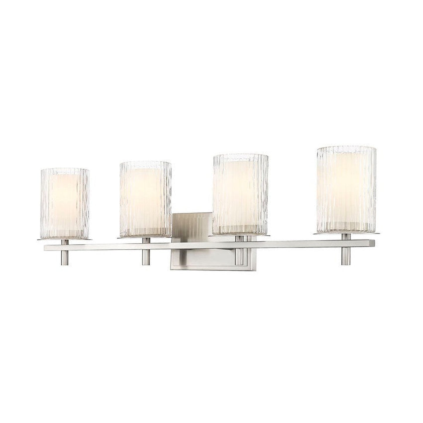 Z-Lite Grayson 31" 4-Light Brushed Nickel and Clear With Etched Opal Glass Shade Vanity Light