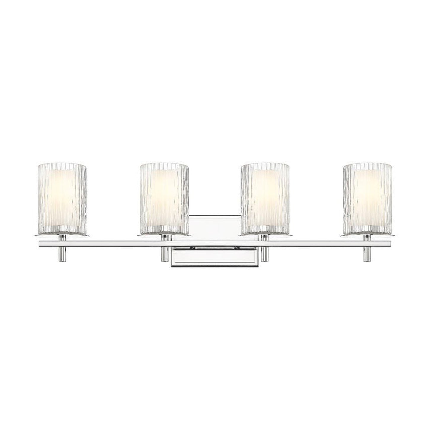 Z-Lite Grayson 31" 4-Light Chrome and Clear With Etched Opal Glass Shade Vanity Light