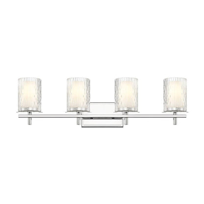 Z-Lite Grayson 31" 4-Light Chrome and Clear With Etched Opal Glass Shade Vanity Light