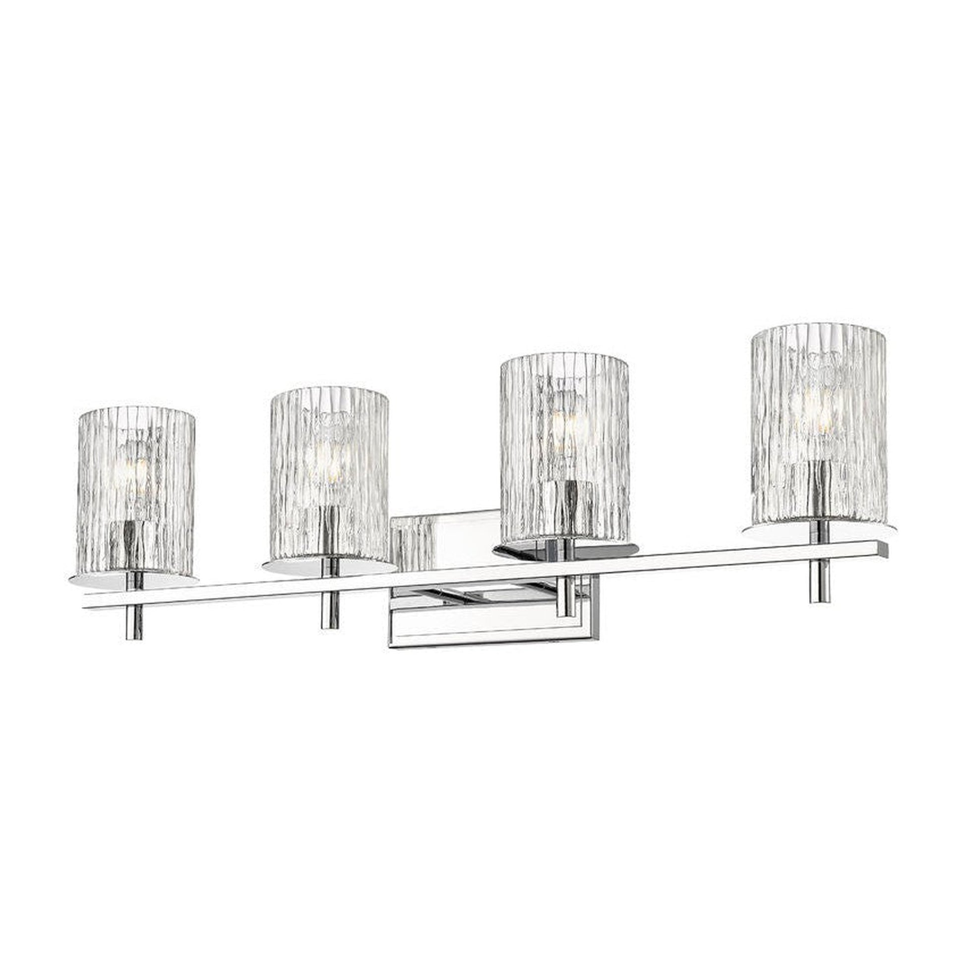 Z-Lite Grayson 31" 4-Light Chrome and Clear With Etched Opal Glass Shade Vanity Light