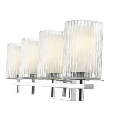 Z-Lite Grayson 31" 4-Light Chrome and Clear With Etched Opal Glass Shade Vanity Light