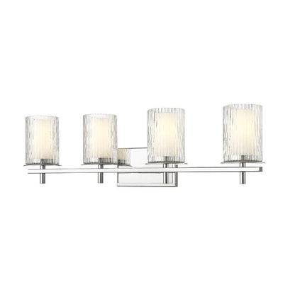 Z-Lite Grayson 31" 4-Light Chrome and Clear With Etched Opal Glass Shade Vanity Light