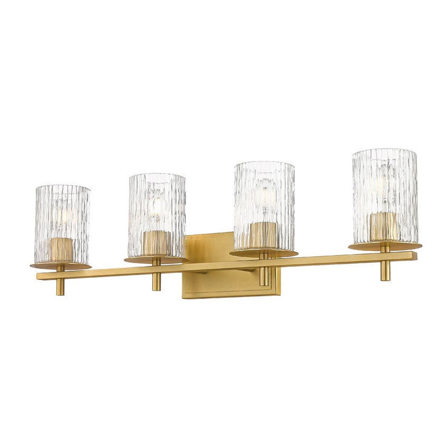 Z-Lite Grayson 31" 4-Light Modern Gold and Clear With Etched Opal Glass Shade Vanity Light