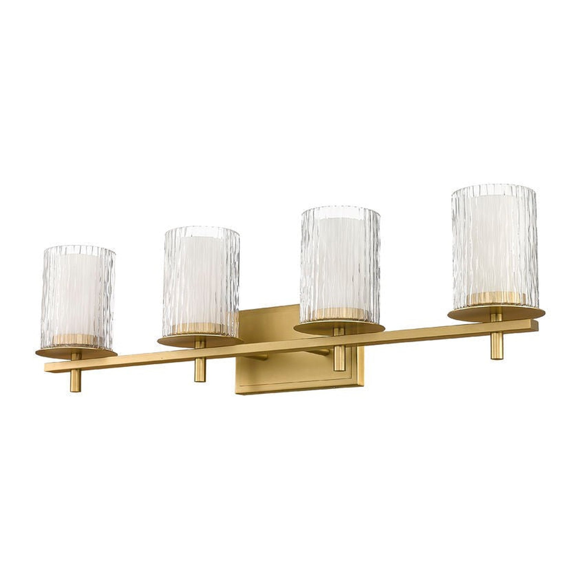 Z-Lite Grayson 31" 4-Light Modern Gold and Clear With Etched Opal Glass Shade Vanity Light