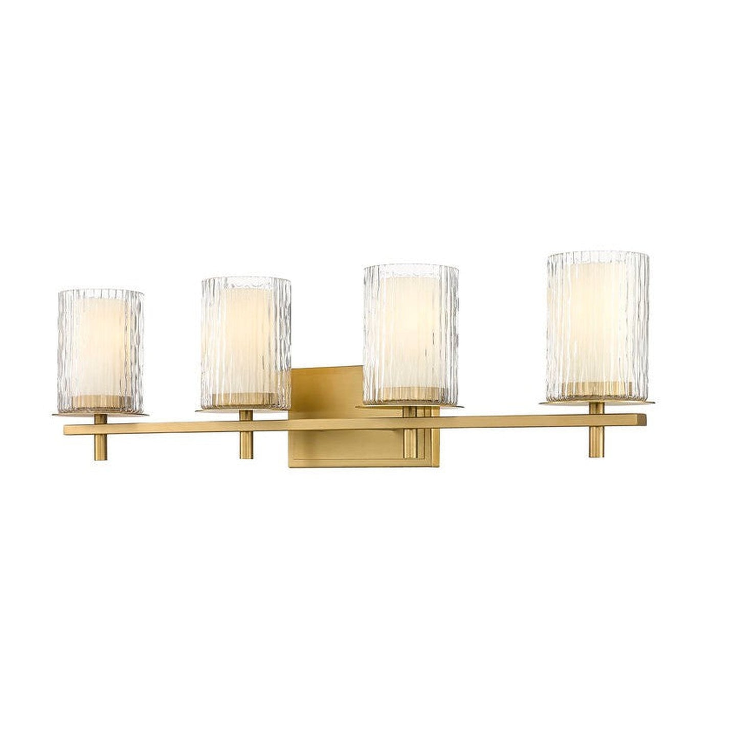 Z-Lite Grayson 31" 4-Light Modern Gold and Clear With Etched Opal Glass Shade Vanity Light