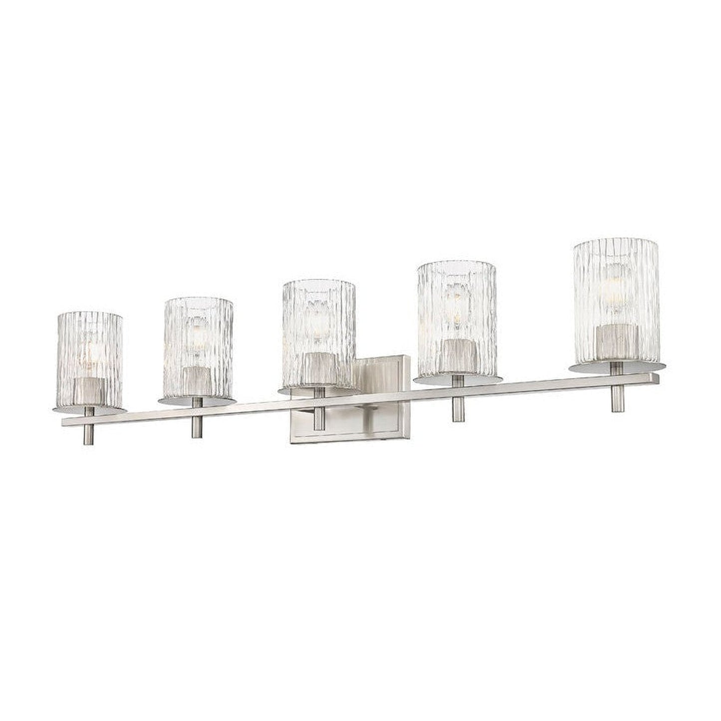 Z-Lite Grayson 40" 5-Light Brushed Nickel and Clear With Etched Opal Glass Shade Vanity Light